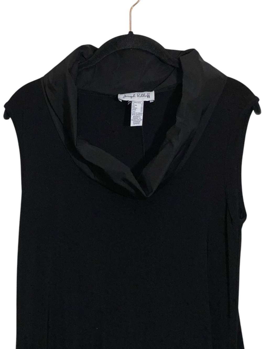 Joseph Ribkoff Black Asymmetrical Tunic 8 Cowl Neck Lagenlook Avant Garde Artsy - Picture 3 of 14